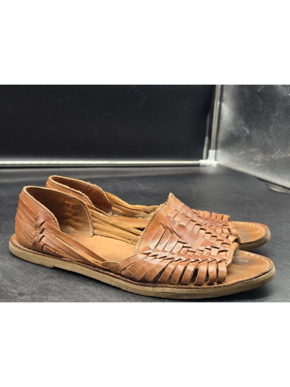 Sbicca Sandals Womens Size 8 39 Brown Jared Leather Woven Huarache Damage Shoes